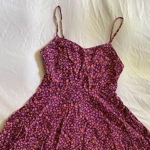 Burgundy dress with flower pattern